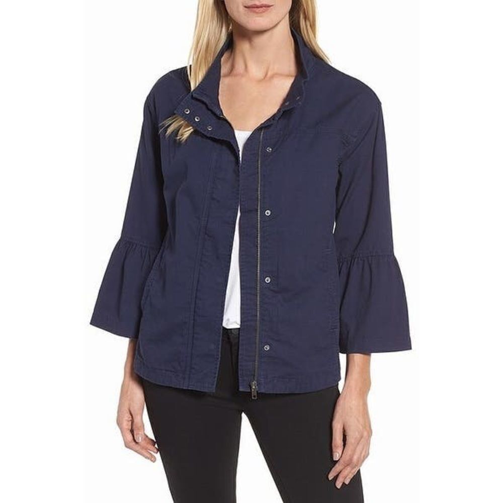 Caslon (Nordstrom) Navy Bell Sleeve Utility Jacket